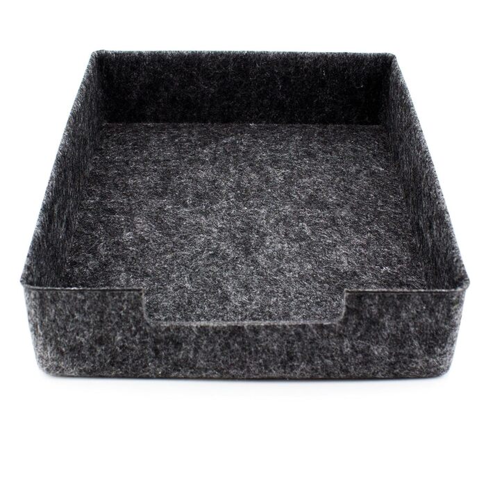 Лоток для документів LUXflair Felt DIN A4, розмір 33,5x24,5x7 см, темно-сірий, штабелюється, поверхня, що протирається. Лоток для листів, настільний органайзер для офісу та дому, темно-сірий 1
