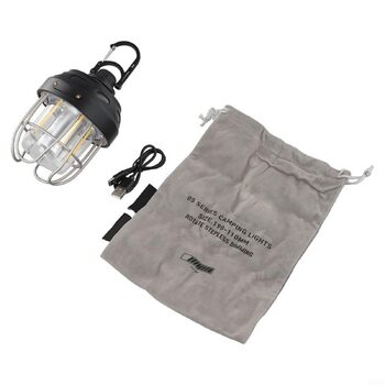 Акумуляторний кемпінговий ліхтар з акумулятором 2000 мАг, тепле/жовте світло, клас захисту IPX3, конструкція з алюмінію, сталі та ABS-пластику, для наметів та використання на свіжому повітрі (чорний)