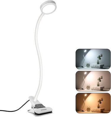 Лампа для читання EYOCEAN, світлодіодна лампа-затискач, лампа на гусячій шиї, дитяча приліжкова лампа, 3 колірні режими та 9 рівні