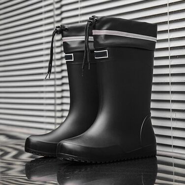 Жіночі гумові чоботи середньої висоти, широкі, для походів, літні чоботи, нековзні, унісекс, гумові чоботи до щиколотки, чоботи для верхової їзди, водонепроникні, легкі, чорні, 41/EU
