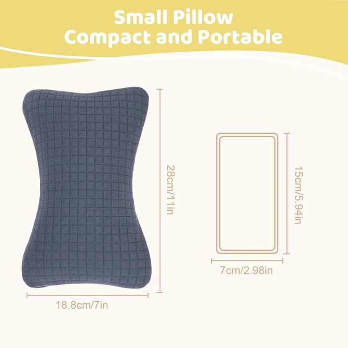 Міні-подушка для подорожей vocheer, 27,9 x 17,8 см, маленькі подушки для сну, крихітні подушечки для шиї, зап&39ястя, поперекового відділу хребта та колін, подушка для домашніх тварин, бавовна, знімний чохол, можна прати в пральній машині, темно-синій
