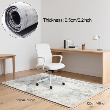 Захисний килимок для офісних крісел, 120x150 см, неклейкий, можна прати, сучасний килим, що підходить для офісних крісел, килимок для офісних крісел для твердих підлог, ламінату та плитки