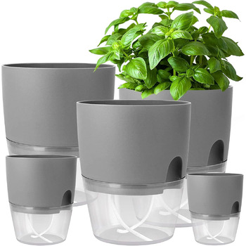 Горщик для квітів з системою поливу, горщик для трав кухонний набір підвіконня самополиваючий-5er Набір трав'яний сад для кухні, 1