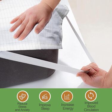 Килимок для заземлення 150x200 см Дихаюче простирадло для заземлення Срібне волокно Заземлюючий простирадло для здоров&39я із заземлюючим кабелем для кращого сну Бежевий 150X200 см