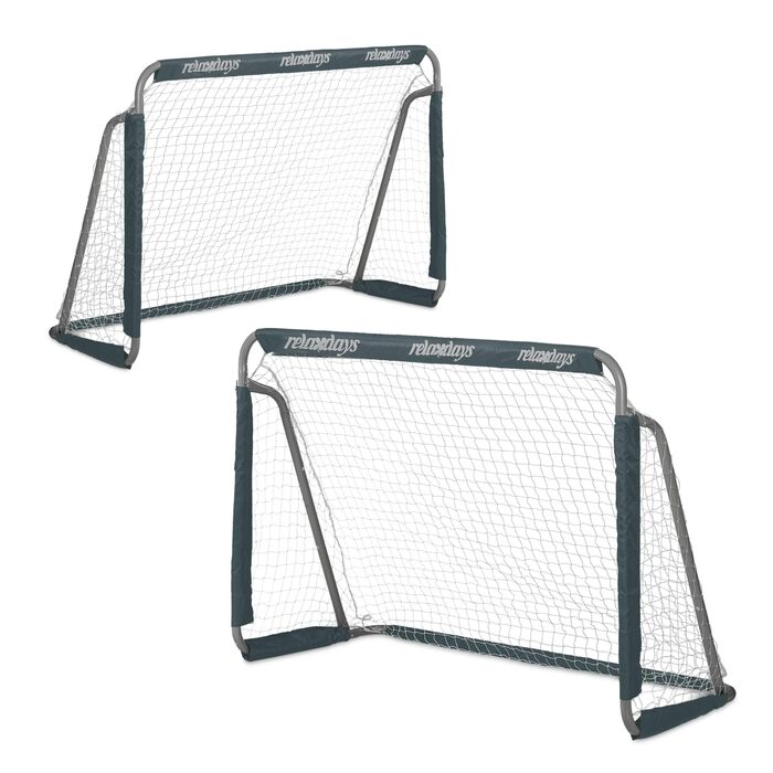 Футбольні ворота Relaxdays для саду, комплект з 2 шт. , для дітей та дорослих, ВШХ 110 x 150 x 75 см, металеві, міцні футбольні ворота, сірі