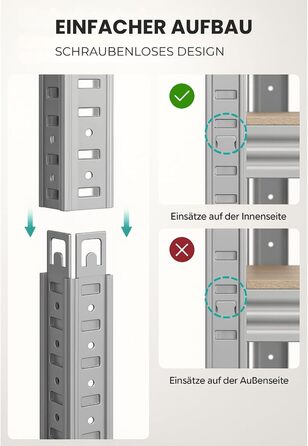Надміцний стелаж KARAT XXL, оцинкований 200 x 180 x 60 см, стелажі для гаража, підвалу та майстерні - безболтові стелажі, широкопрохідні стелажі, підвальні стелажі, стелажі для майстерні (TitanRack Big)