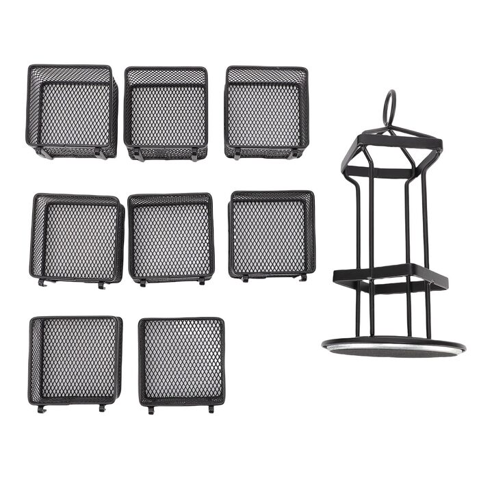 Органайзер для чайних пакетиків Matybobe, 2 рівні, 8 кошиків, обертовий кухонний стелаж для зберігання (8 кошиків) чорний 8 кошиків