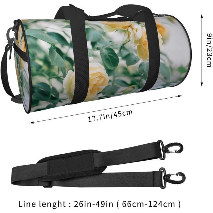 Спортивна сумка для подорожей з принтом жовтих троянд, дорожня сумка, чорна, універсальний розмір