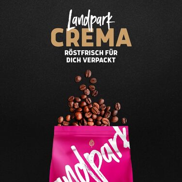 Органічна кава Crema Landpark 500 г (2 шт.) - 100 арабіка в зернах - Середнє обсмаження - Кава з низькою кислотністю - Fair Trade 500 г (2 шт.)