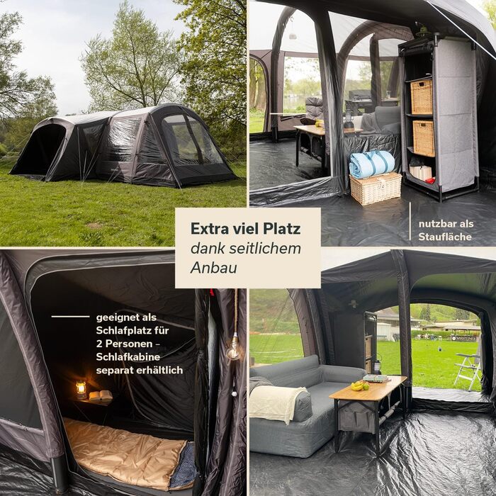 Надувний намет Skandika Timola 6 Air Надувний намет на 6 осіб, з/без технології Sleeper Technology, водяний стовп 4000 мм, висота стояння 220 см, тент, надувний намет Сімейний намет, для активного відпочинку на природі, кемпінгу на 6 осіб - Sleeper XL Plu