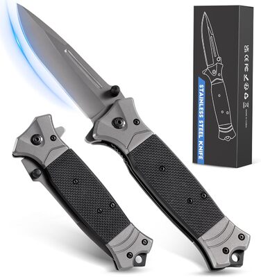 Кишеньковий ніж Rolgno складний ніж, 3Cr13 гострий ніж з нержавіючої сталі на відкритому повітрі з кишеньковим затискачем і замком