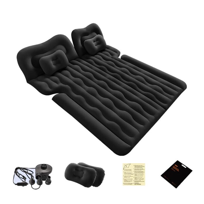 Надувний матрац для позашляховика, ліжко для автомобіля, кемпінгова подушка для позашляховика, покращений, потовщений, для заднього сидіння вантажівки з насосом та подушкою, для подорожей, кемпінгу, використання в автомобілі, кемпері, мінівені