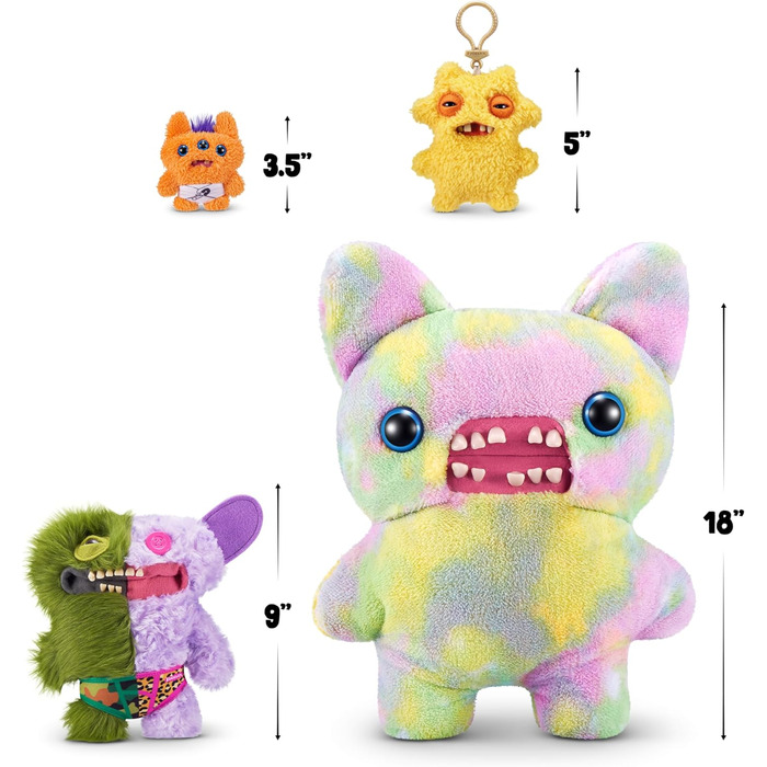 Мяка іграшка Fuggler Misfit Monsters 23 см, Серія 1 від ZURU (Граф Андеру Макгу та Грін Грін - зелений та ліловий з довгим кучерявим хутром)