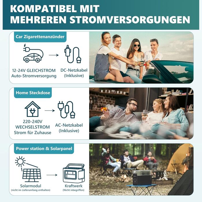 Компресорний холодильник EUHOMY 21 л -2020, 12 В автомобільний холодильник, портативна морозильна камера 12/24 В постійного струму 220-240 В змінного струму, з керуванням за допомогою застосунку для кемпінгу, подорожей, вантажівки, дому