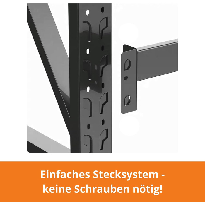 Надміцний стелаж/Стелаж для шин 200x60x200 см Вантажопідйомність 300 кг на полицю Металевий стелаж для зберігання Стелаж для підвалу/гаража 4 знімні полиці, чорний