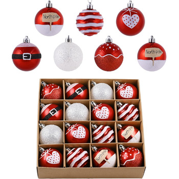 Різдвяні кульки 16 шт червоно-білі Valery Madelyn