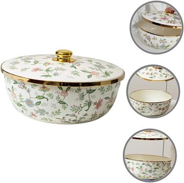 Емальована миска для супу Alipis з кришкою, велика кухонна миска для змішування 29 см, багатоцільова емальована миска для зберігання та приготування їжі