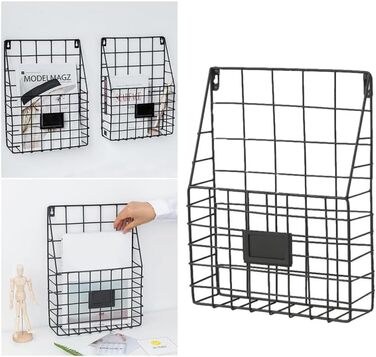 Настінний кошик Toyvian з металу та заліза, кований настільний органайзер для настінного кріплення, кошик для зберігання журналів та книг, настінна полиця для кухні, офісу, ванної кімнати