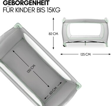 Комплект дитячого ліжечка Hauck Sleep N Play Go Plus XXL вкл. матрац, простирадло на резинці, сітку від комах та водонепроникну підкладку складне дитяче ліжечко кольору Dusty Mint