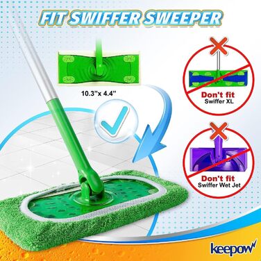 Багаторазові плоскі ганчірки для підлогомийної машини Swiffer, для вологого та сухого використання, 4 упаковки зеленого кольору 4