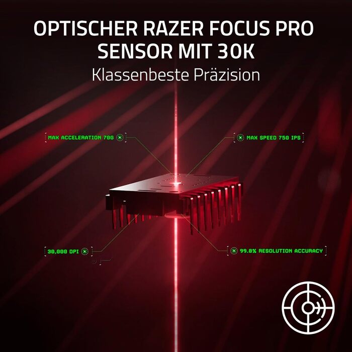 Легка бездротова ергономічна кіберспортивна миша (63 г, оптичний сенсор Focus Pro 30K, перемикач миші Gen-3, бездротова технологія