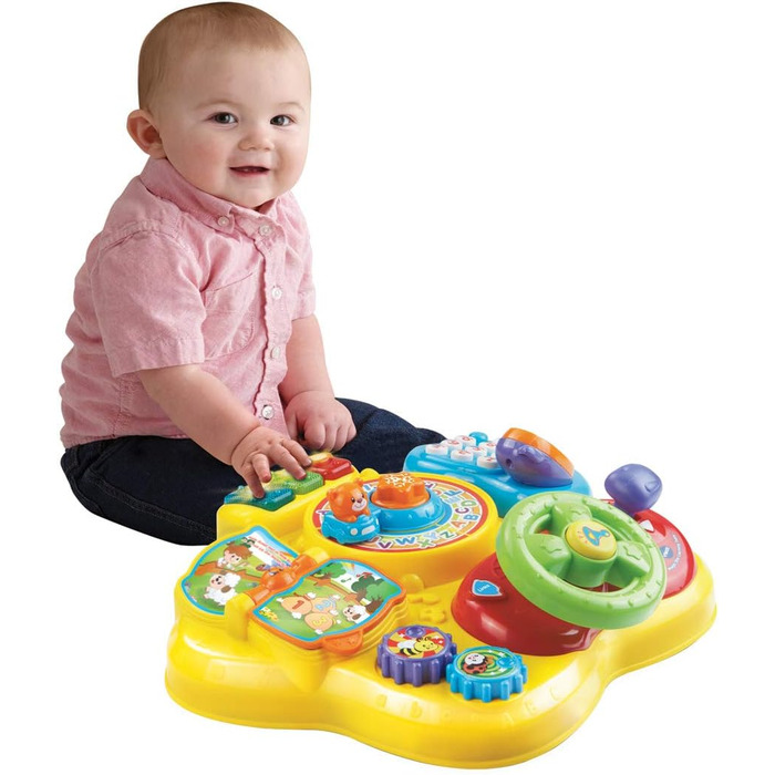 Ігровий стіл Vtech Baby Adventure 12-36 місяців і дитячий візок для ігор і прогулянок ходунки для немовлят з регульованою швидкістю, музикою та знімною ігровою дошкою Для дітей від 12 до 36 місяців Пакувальний набір EasyMail з автошколою