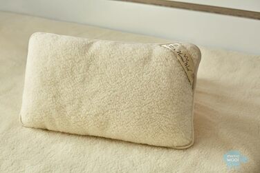 Подушка з мериносової вовни з етикеткою якості, подушка для сну, 900 г мериносової вовни, 40 x 80 см, натуральна вовна, 1 шт.