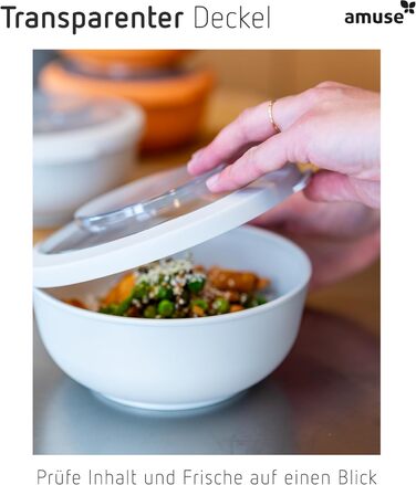 Набір з 3 мисок Amuse Tylla (200 мл, 1000 мл, 2000 мл) Герметичні контейнери для зберігання їжі з кришками для приготування їжі Контейнери для зберігання їжі без бісфенолу А для дітей та дорослих, можна мити в посудомийній машині Набір з 3 вугільних чашок