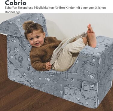 Модульний дитячий диван MeMoreCool з пінопласту, розкладні меблі для дитячої кімнати з функцією сидіння та відкидання, м&39який міні-диван зі знімним чохлом, сірий динозавр 02 сірий динозавр