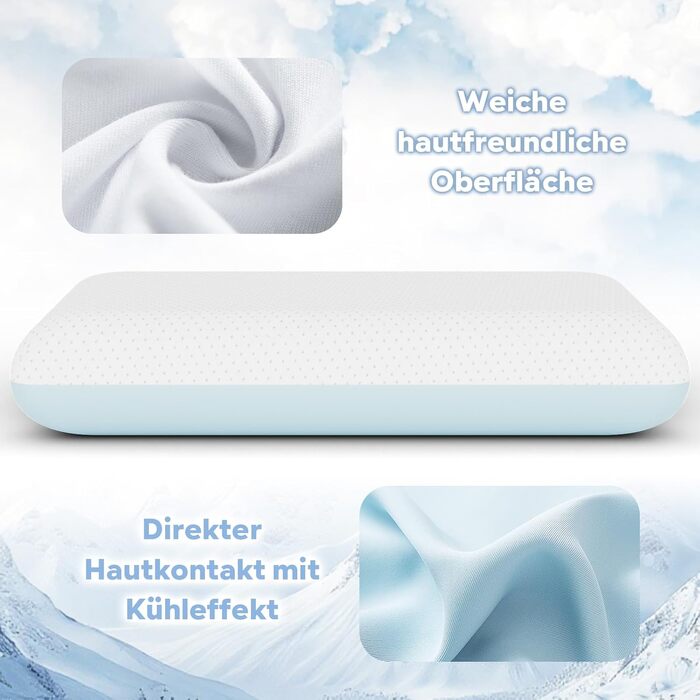 Ортопедична подушка для шиї ROYGBIV з піни з ефектом пам&39яті 60x35x11 см - Ергономічна підтримка шиї для зняття напруги - Знімний чохол, який можна прати, вакуумна упаковка - Сертифіковано Oeko-TEX