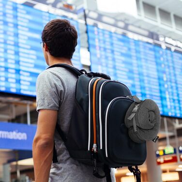 Дорожня подушка Fosmon з берушами, м&39яка зручна дорожня подушка з піни з ефектом пам&39яті для підтримки голови та підборіддя, 100 бавовна, чохол, який можна прати в пральній машині, для подорожей - темно-сірий/чорний (сітка)