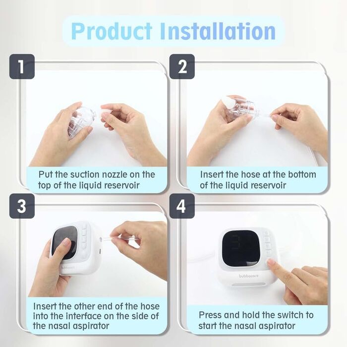 Дитячий назальний аспіратор, електричний назальний аспіратор з 9 рівнями всмоктування, розділений назальний аспіратор зі світлом і
