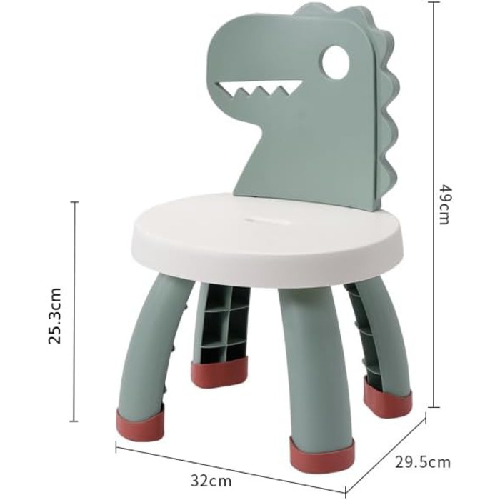 Дитячий стільчик Balama з пластику, дизайн динозавра, зелений, висота сидіння 25,3 см, для використання в приміщенні та на вулиці, без BPA, міцний та легкий