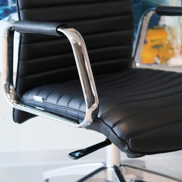 Крісло керівника ASPERA 20 Шкіряне офісне крісло Nappa чорного/хромованого кольору з високою спинкою/підголівником чорного кольору, 600900