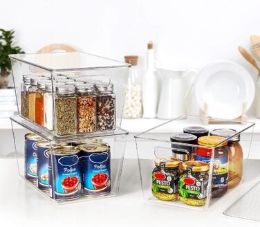 Контейнерів для зберігання Vtopmart з кришками, штабельовані пластикові коробки для кухні, ванної кімнати, шафи та холодильника (великий розмір), набір з 6 шт., 6
