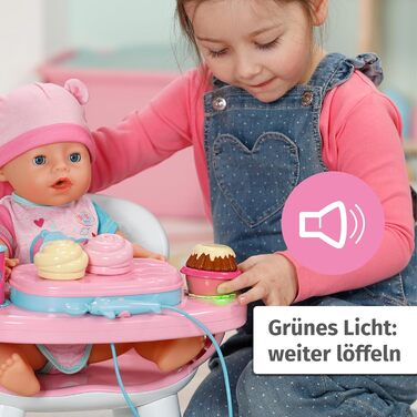 Столик для годування BABY born зі світловою та звуковою функцією, з більш ніж 10 різними стравами та напоями для ляльок 43 см, 837009 Zapf Creation