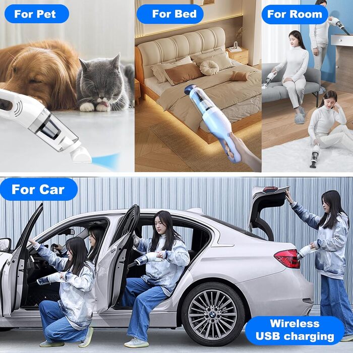 Ручний пилосос, 18000/15000Pa Акумулятор 6000mAh Безмішковий Мокрий Сухий Тест Переможець Автомобільний пилосос 2-ступінчастий всм