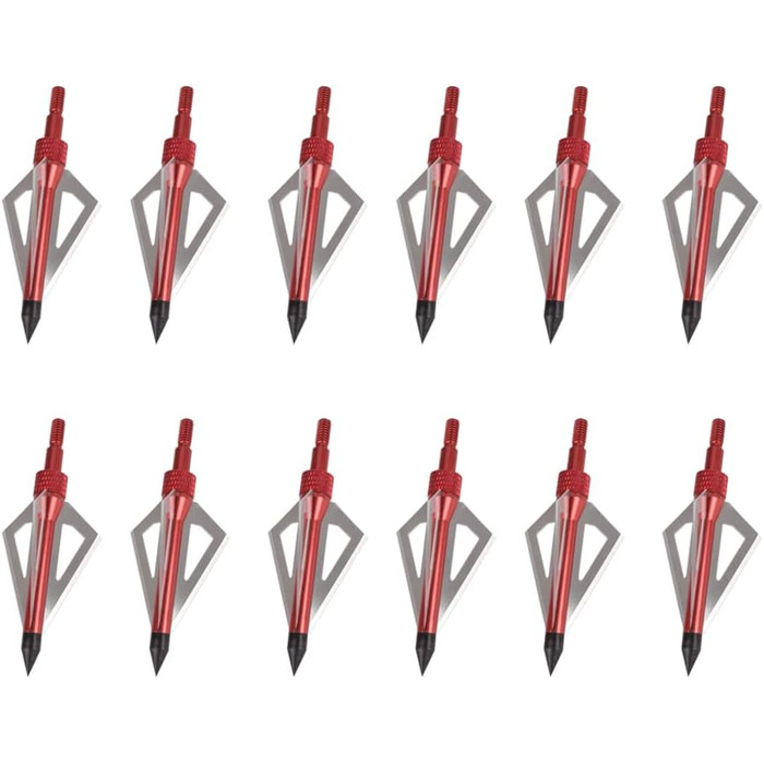 Наконечники стріл 100 гран (вкручувані) — для зовнішнього використання, червоні, 12 шт. + пластиковий кейс