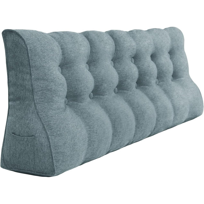 Велика клиноподібна подушка для читання з високою спинкою та поперековою опорою Відчуйте максимальне розслаблення та задоволення від читання з лляним чохлом, який можна прати, 180 см, сірий колір