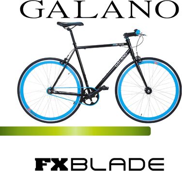 Велосипед Galano Blade Fixie для чоловіків та жінок, зріст 165-195 см, ретро-велосипед з однією швидкістю, 28-дюймові колеса, різні розміри, міські велосипеди з фліп-флоп втулкою, шосейний велосипед, міський велосипед, чорний/синій, 53 см