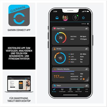 Мм - Розумний годинник для бігу, 1,2-дюймовий сенсорний AMOLED-екран, до 11 днів роботи від акумулятора, понад 25 спортивних програм, рекомендації щодо тренувань, дані про здоров&39я, розумні функції, Garmin Music, чорний, 165 Music 43