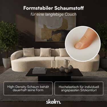 Диван Skølm Loki Cloud 4-місний диван з бежевої тканини букле ведді комплект диванів з 4 подушками повністю пінопластовий диван з пружинною серцевиною та вакуумним стисненням, ширина 330 см не потребує складання