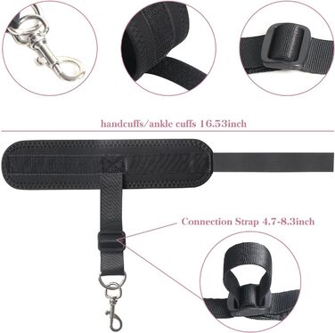 Набір для звязування БДСМ Обмежувачі для ліжка Секс-іграшка для пар I Надзвичайно стабільний набір для звязування з обмеженнями для ліжка, наручниками, завязаними очима, ременями для ліжка, регульованою довжиною, швидким встановленням за 1 хвилину