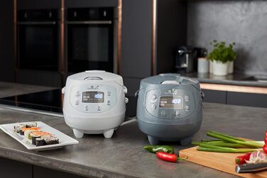 Рисварка Yum Asia Panda Mini з керамічною чашею Ninja та інтелектуальним керуванням (3,5 чашки, 0,63 л) 4 програми для рису, 4 мультикукерні функції, 220240В (Арктична білизна)