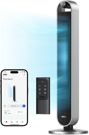 Тихий розумний баштовий вентилятор Dreo 25 дБ з пультом дистанційного керування для спальні, 106 см вентилятор з охолодженням, вен