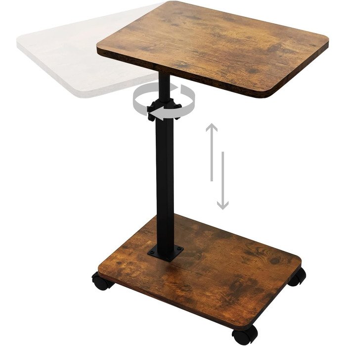 С-подібний журнальний столик, журнальний столик з регульованою висотою та колесами, невеликий журнальний столик, тумбочка, туалетний столик для вітальні, спальні, ванної кімнати