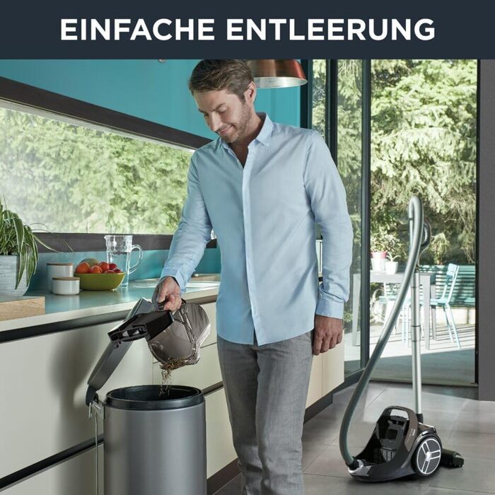 Циклонний паркетний пилосос Без мішка Великий контейнер для пилу 2,5 л Тонкий і сучасний дизайн Міцний двигун EffiTech Чорний парк