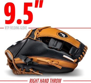 Дитячі бейсбольні рукавички Franklin Sports RTP набір рукавичок для тиболу м&39яч хлопчики дівчатка, набір рукавичок для тиболу діти малюки 9,5 дюймів, чорні/коричневі, підходять для праворуких гравців