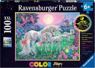 Пазл Ravensburger 13670 Єдиноріг у місячному світлі 100 елементів XXL для дітей від 6 років - світиться в темряві, дитячий пазл