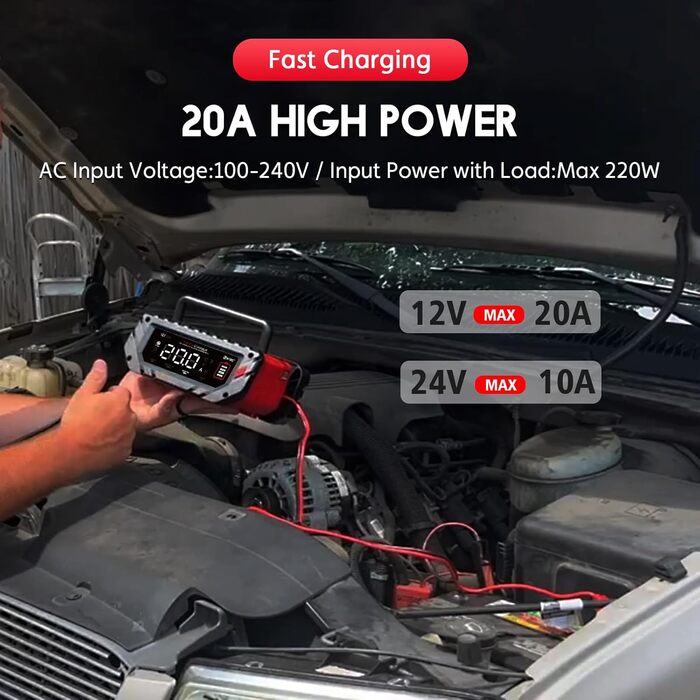 Зарядний пристрій для автомобільних акумуляторів HTRC 12V/24V, зарядні пристрої 20А для автомобільних акумуляторів, зарядний прист